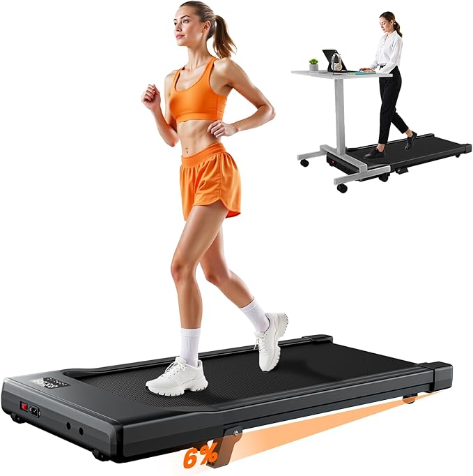 MJWW Walking Pad Treadmill, Under-Desk Compact with Remote (250 lb Capacity)